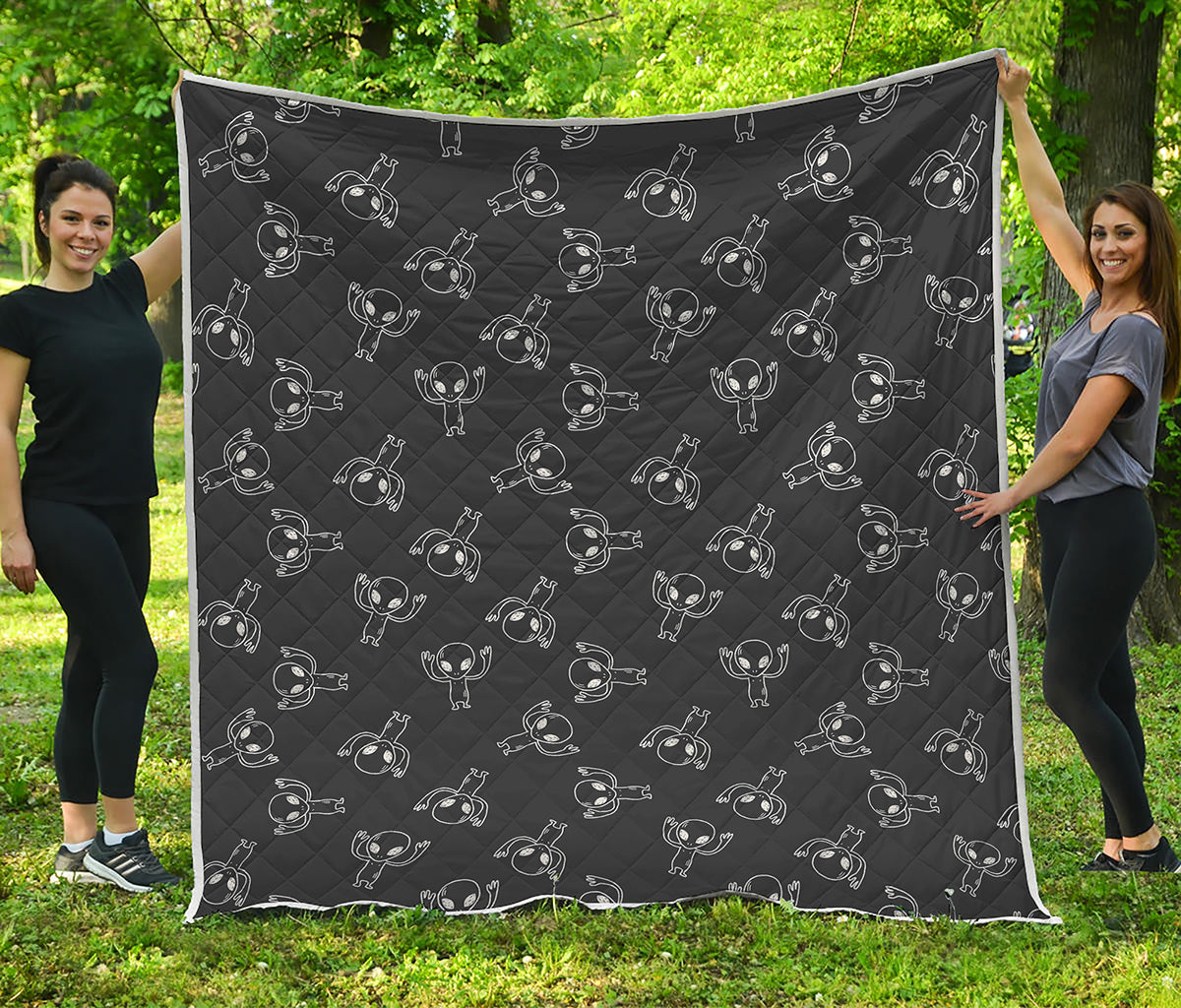 Black And White Alien Print Quilt