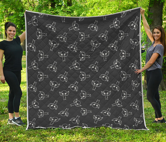 Black And White Alien Print Quilt