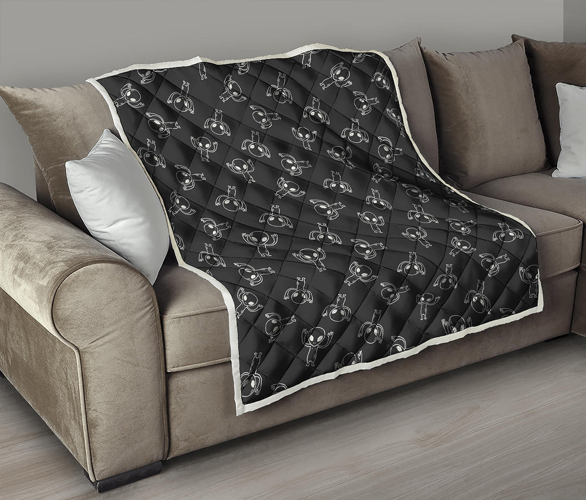 Black And White Alien Print Quilt