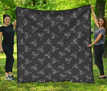 Black And White Alien Print Quilt