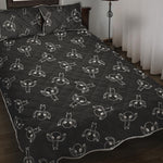 Black And White Alien Print Quilt Bed Set