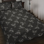 Black And White Alien Print Quilt Bed Set