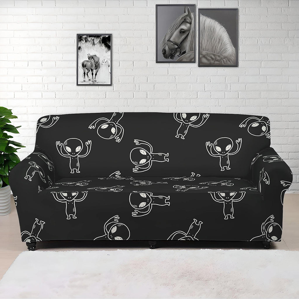 Black And White Alien Print Sofa Cover