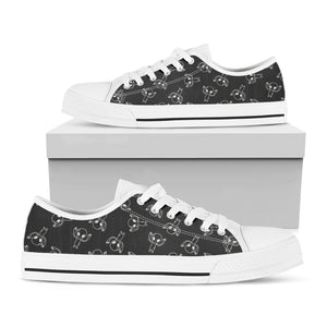 Black And White Alien Print White Low Top Shoes