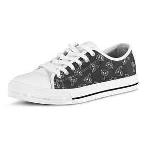 Black And White Alien Print White Low Top Shoes