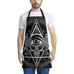 Black And White All Seeing Eye Print Apron