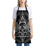 Black And White All Seeing Eye Print Apron