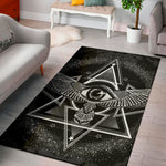 Black And White All Seeing Eye Print Area Rug