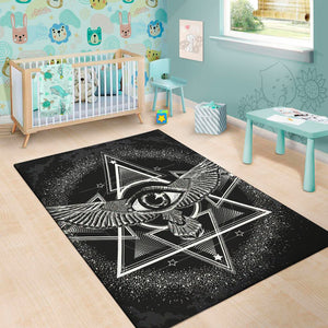 Black And White All Seeing Eye Print Area Rug