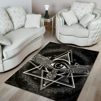 Black And White All Seeing Eye Print Area Rug