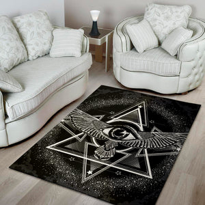 Black And White All Seeing Eye Print Area Rug