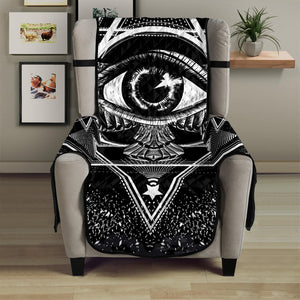 Black And White All Seeing Eye Print Armchair Protector