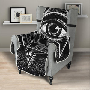 Black And White All Seeing Eye Print Armchair Protector