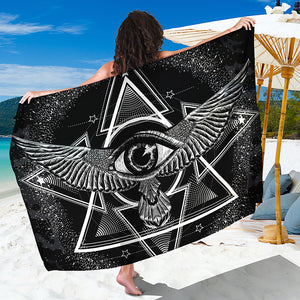 Black And White All Seeing Eye Print Beach Sarong Wrap