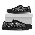 Black And White All Seeing Eye Print Black Low Top Sneakers