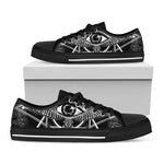 Black And White All Seeing Eye Print Black Low Top Shoes 