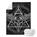 Black And White All Seeing Eye Print Blanket