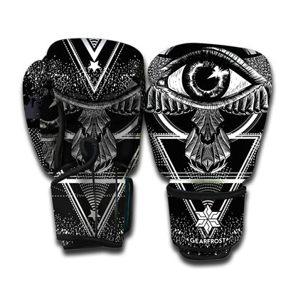 Black And White All Seeing Eye Print Boxing Gloves