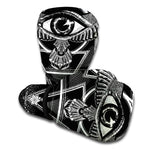 Black And White All Seeing Eye Print Boxing Gloves