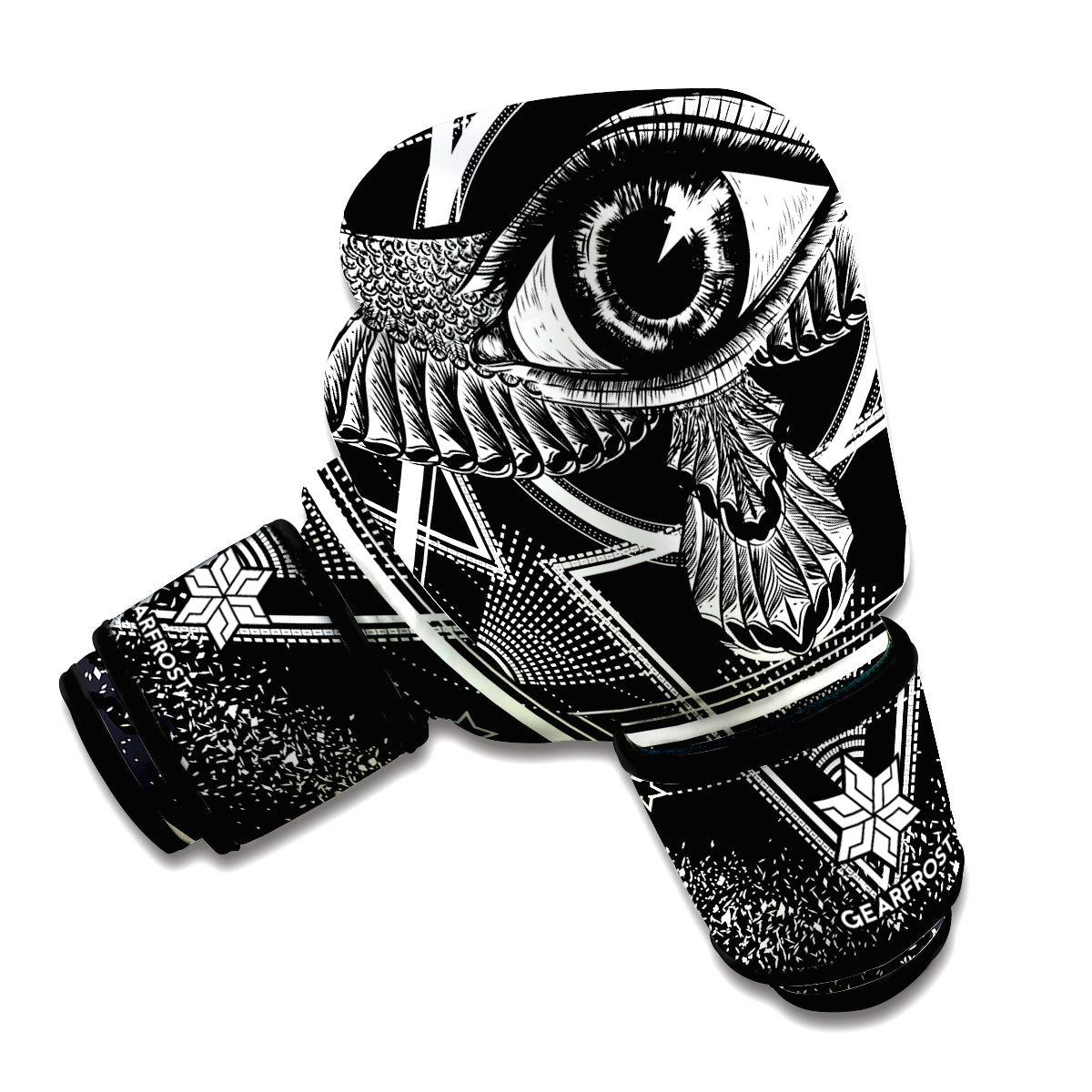 Black And White All Seeing Eye Print Boxing Gloves