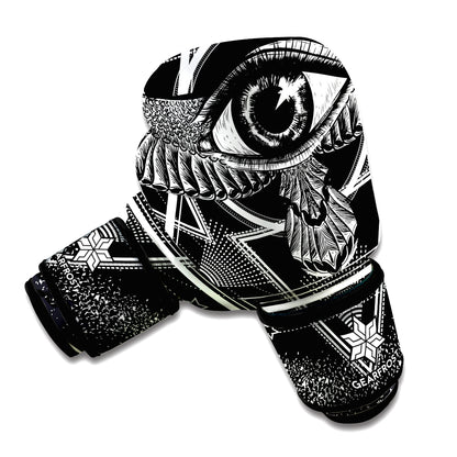 Black And White All Seeing Eye Print Boxing Gloves