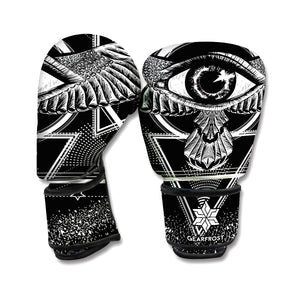 Black And White All Seeing Eye Print Boxing Gloves
