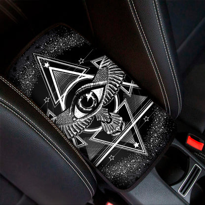 Black And White All Seeing Eye Print Car Center Console Cover