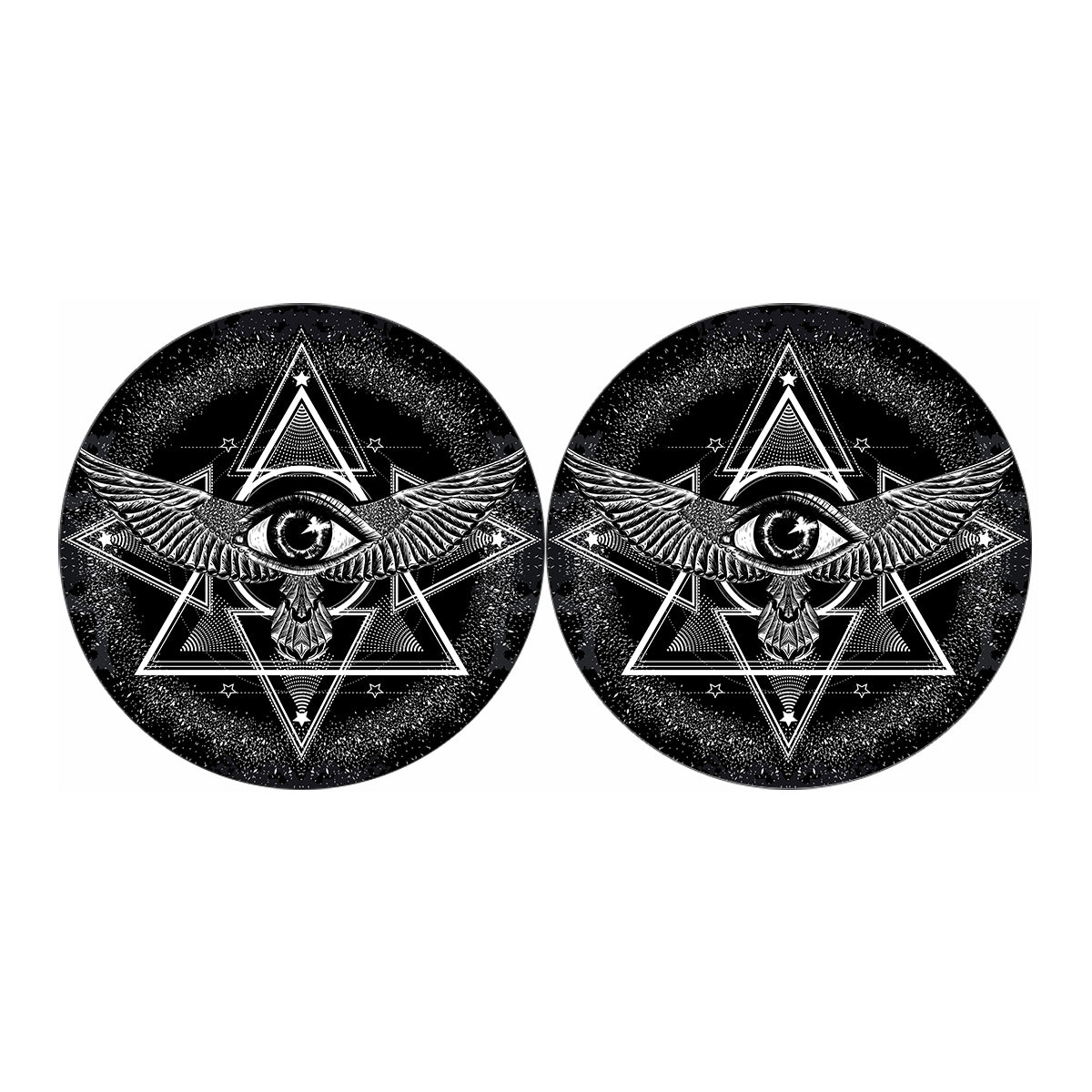 Black And White All Seeing Eye Print Car Coasters