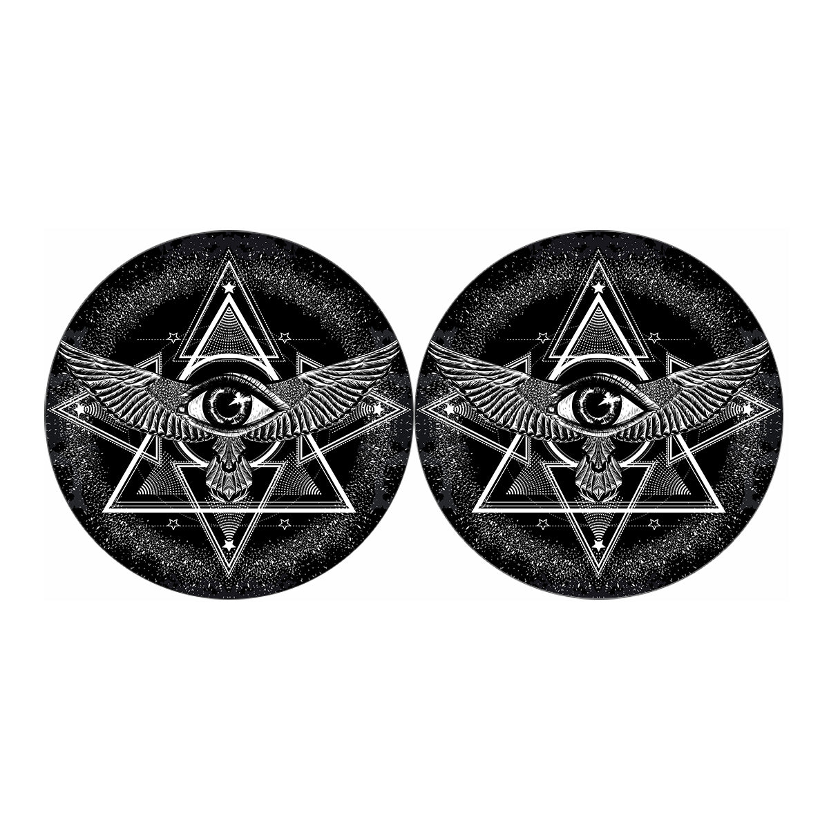 Black And White All Seeing Eye Print Car Coasters