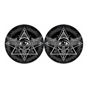 Black And White All Seeing Eye Print Car Coasters