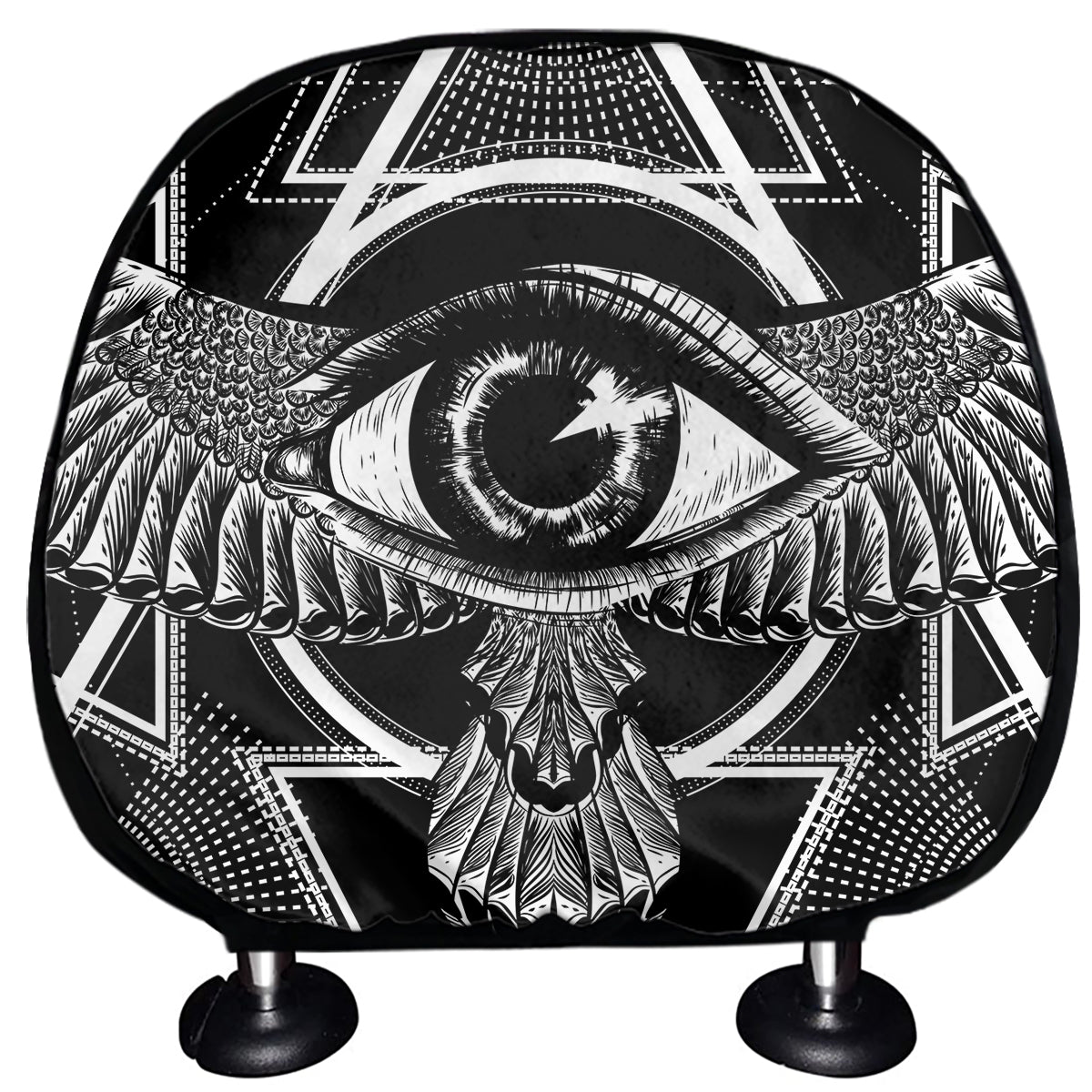 Black And White All Seeing Eye Print Car Headrest Covers