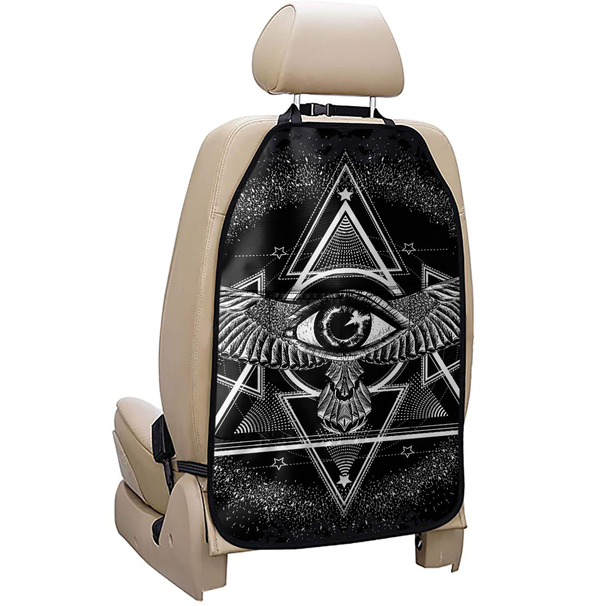 Black And White All Seeing Eye Print Car Seat Organizers