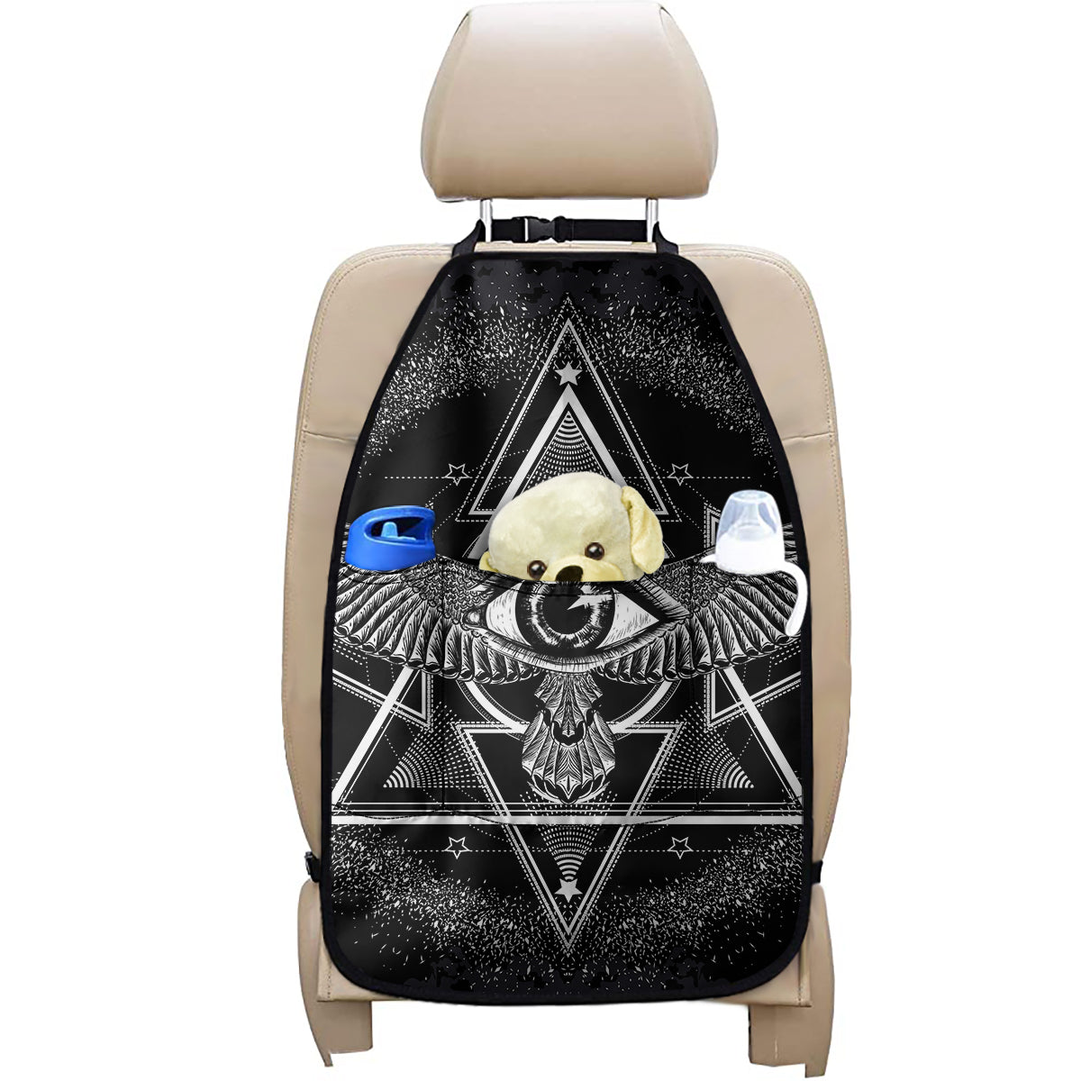 Black And White All Seeing Eye Print Car Seat Organizers