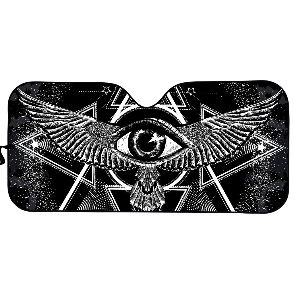 Black And White All Seeing Eye Print Car Sun Shade