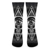 Black And White All Seeing Eye Print Crew Socks