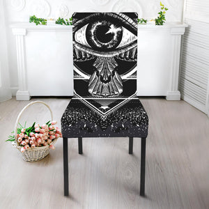 Black And White All Seeing Eye Print Dining Chair Slipcover