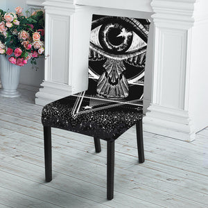 Black And White All Seeing Eye Print Dining Chair Slipcover