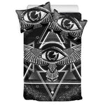 Black And White All Seeing Eye Print Duvet Cover Bedding Set