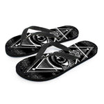 Black And White All Seeing Eye Print Flip Flops