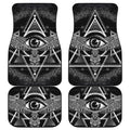 Black And White All Seeing Eye Print Front and Back Car Floor Mats