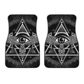 Black And White All Seeing Eye Print Front Car Floor Mats