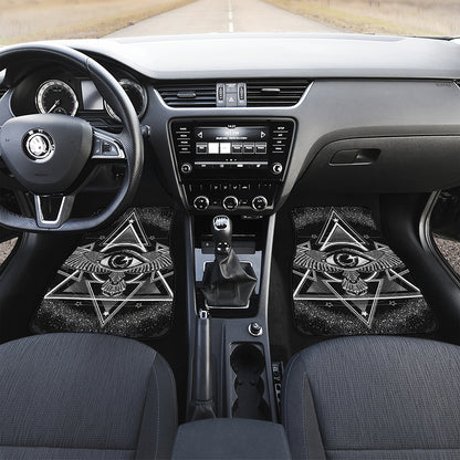 Black And White All Seeing Eye Print Front Car Floor Mats