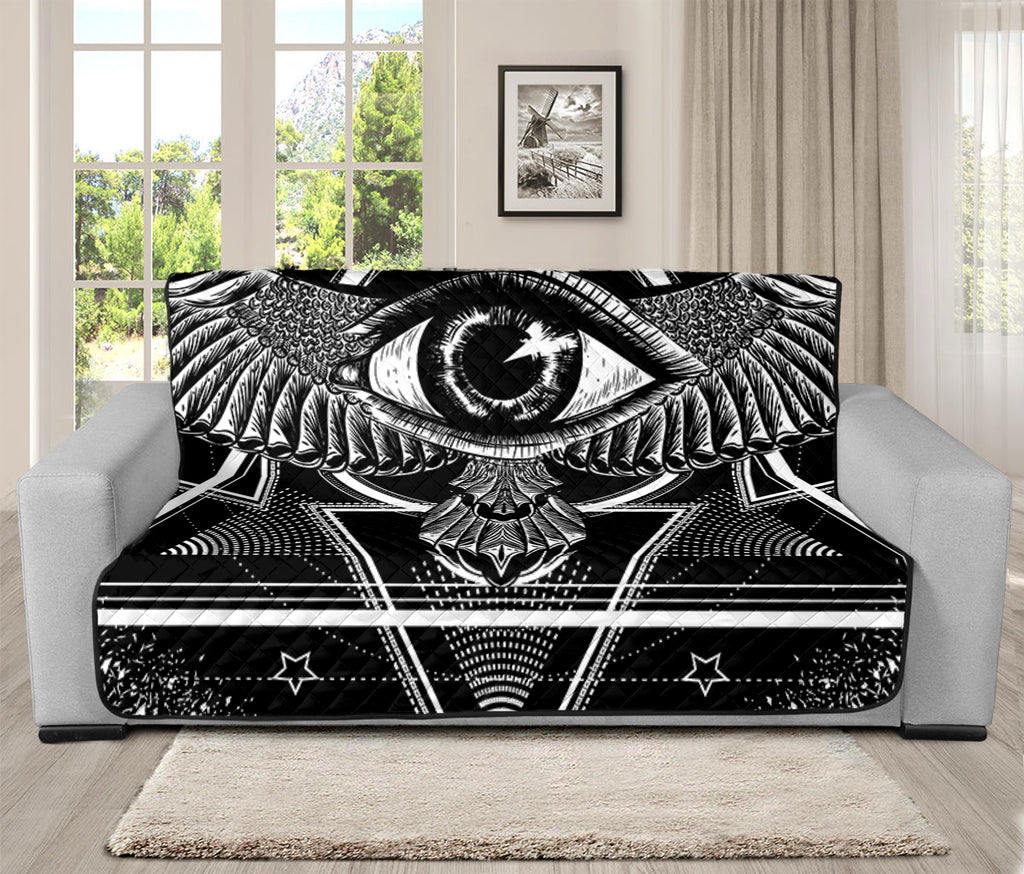 Black And White All Seeing Eye Print Futon Protector