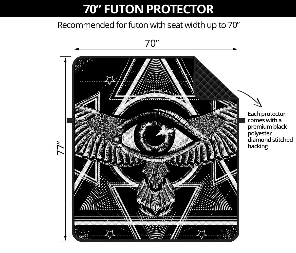 Black And White All Seeing Eye Print Futon Protector