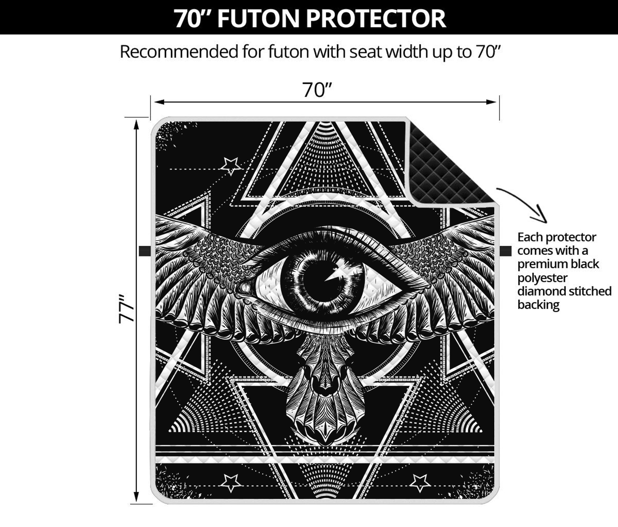 Black And White All Seeing Eye Print Futon Protector