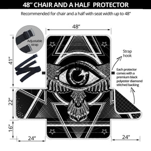 Black And White All Seeing Eye Print Half Sofa Protector