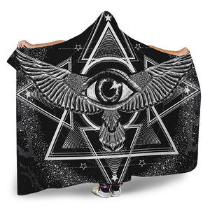 Black And White All Seeing Eye Print Hooded Blanket