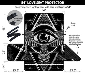 Black And White All Seeing Eye Print Loveseat Protector