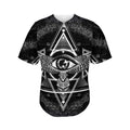 Black And White All Seeing Eye Print Men's Baseball Jersey