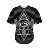 Black And White All Seeing Eye Print Men's Baseball Jersey